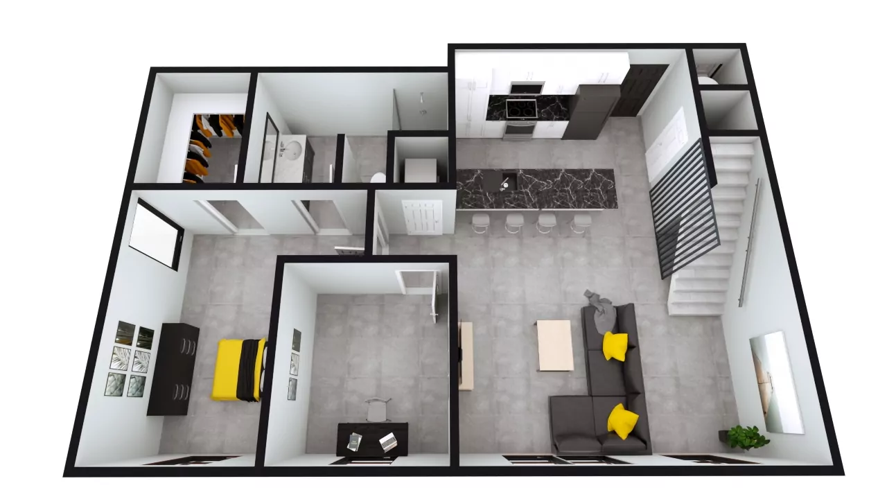 Style A3: The Nest 1BED 1BATH Penthouse
