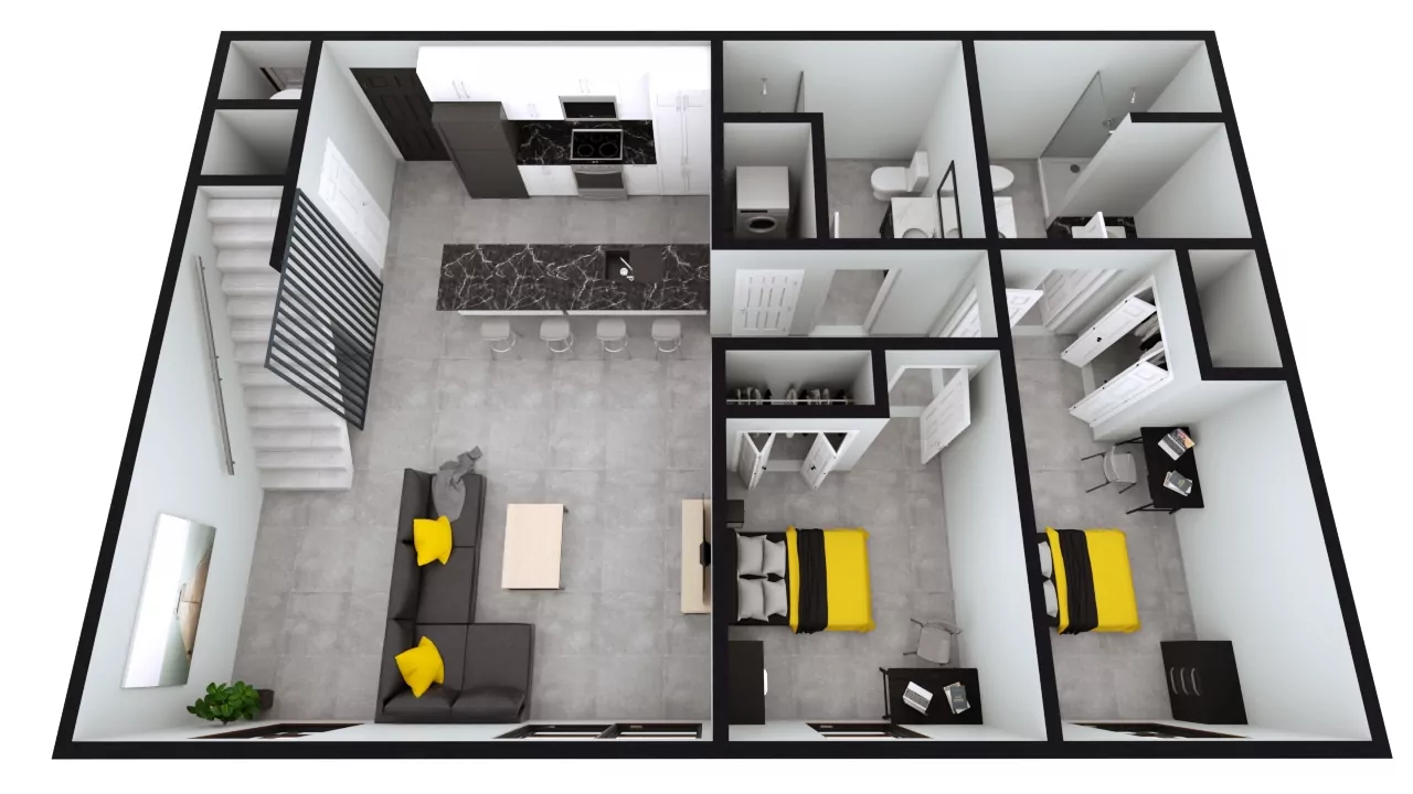 Style B7: The Nest 2BED 2BATH Penthouse